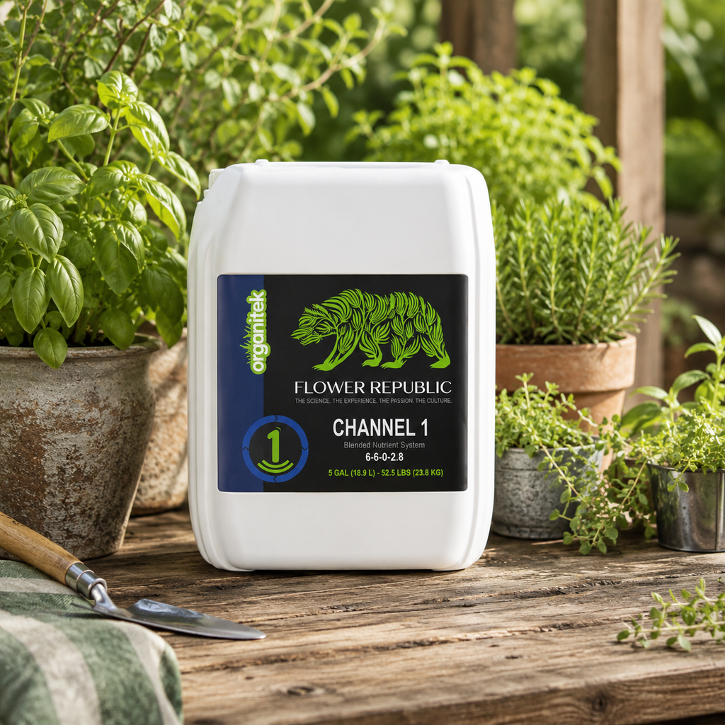 A 5 gallon of Flower Republic Channel 1 Concentrate