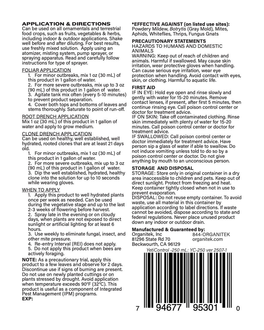 YetiControl back label